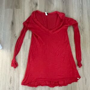 Red Lightweight Long Sleeve Tunic